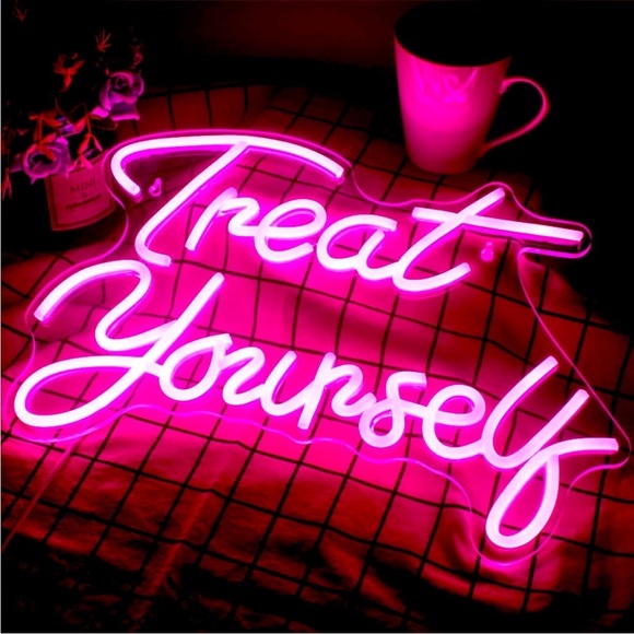 Treat Yourself Pink Neon Light LED Display Bedroom Diva Princess Teenager Decor - Picture 2 of 7